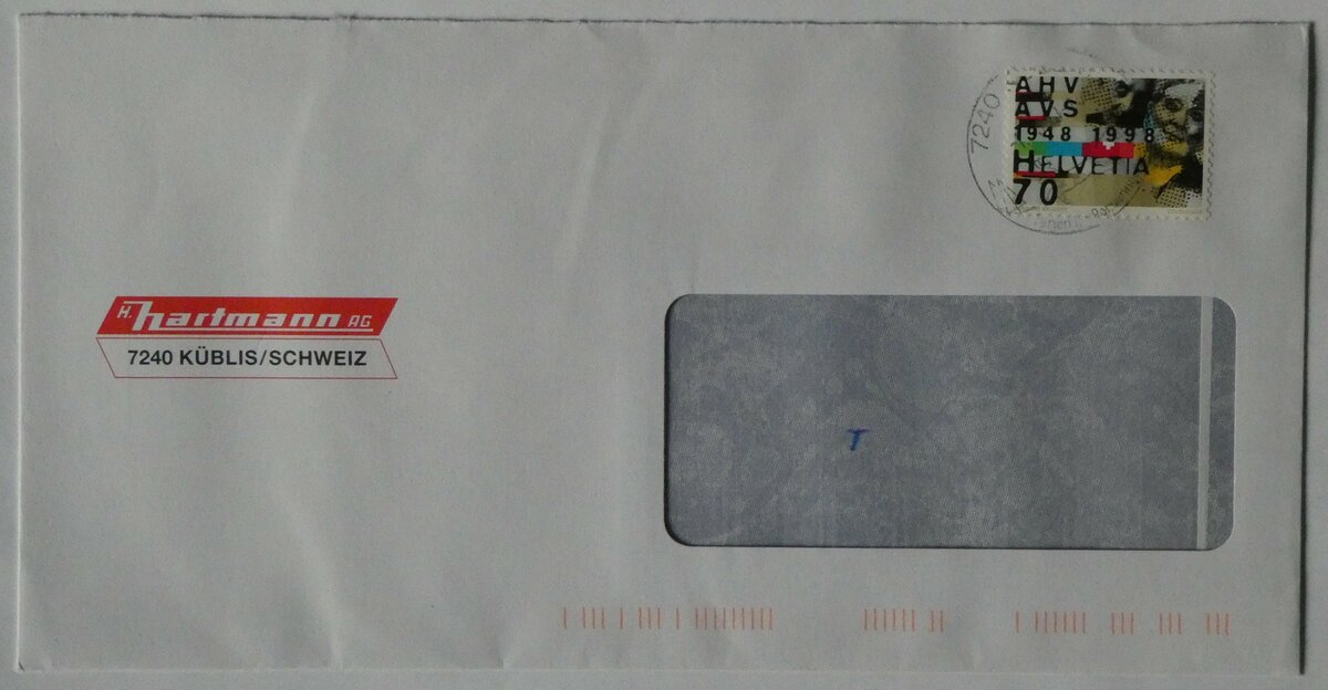 (256'538) - Hartmann-Briefumschlag vom 1. September 1998 am 29. Oktober 2023 in Thun