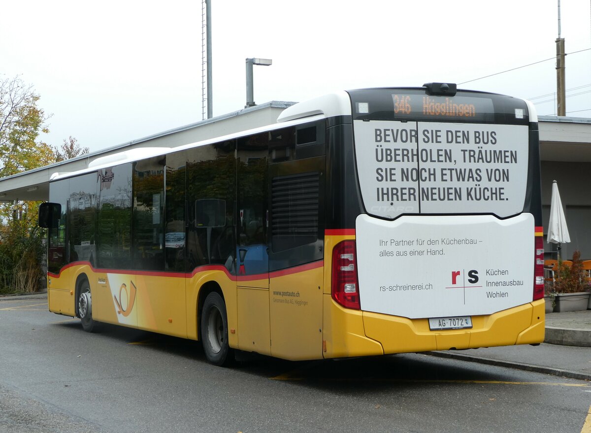 (256'674) - Geissmann, H�gglingen - AG 7072/PID 11'064 - Mercedes am 4. November 2023 beim Bahnhof Dottikon-Dintikon