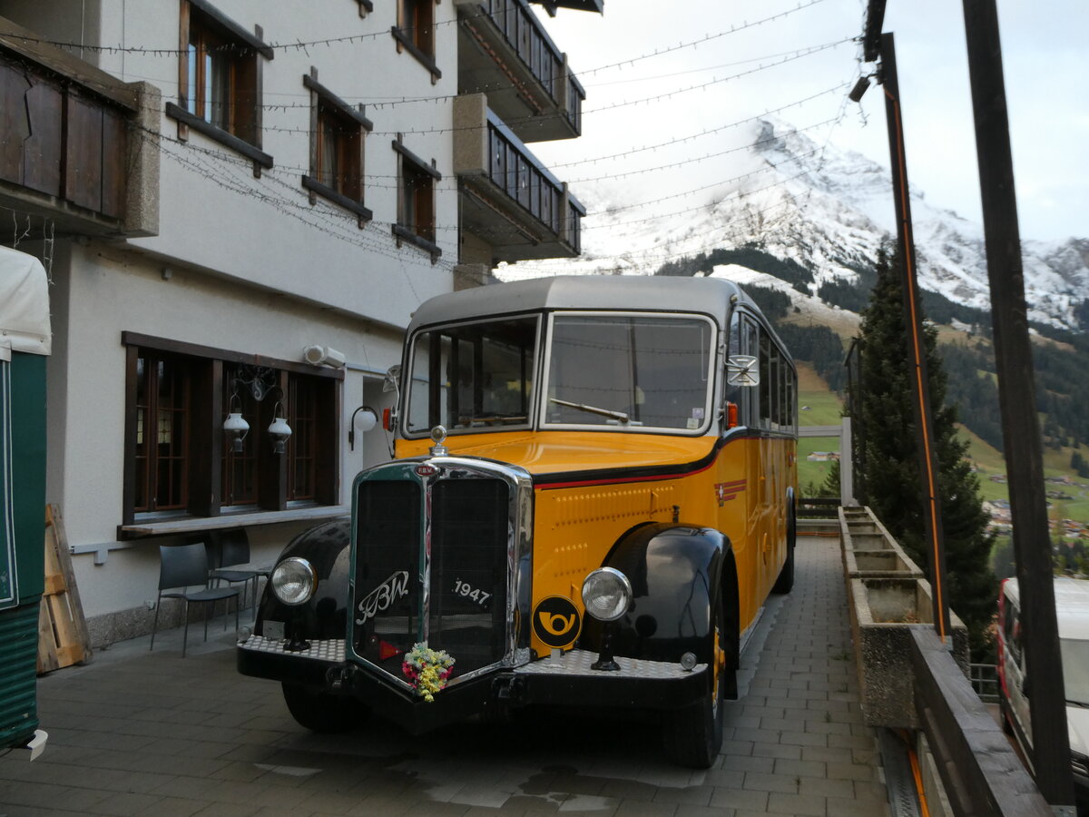 (256'812) - Peter, Luthern Bad - FBW/Gangloff (ex Reusser, Bassersdorf; ex Panel, P�verenges; ex P 24'562; ex P 1351) am 7. November 2023 in Adelboden, Hotel Beau Site