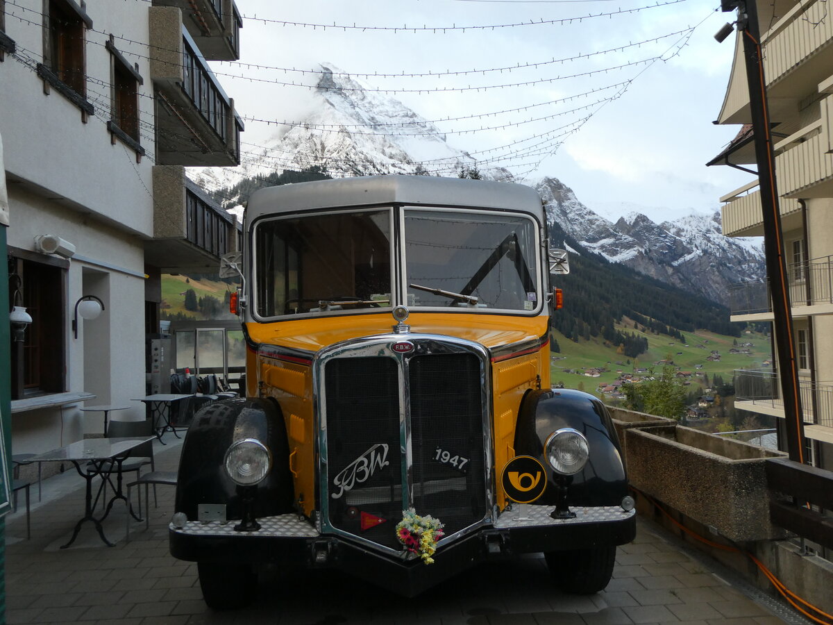 (256'813) - Peter, Luthern Bad - FBW/Gangloff (ex Reusser, Bassersdorf; ex Panel, P�verenges; ex P 24'562; ex P 1351) am 7. November 2023 in Adelboden, Hotel Beau Site