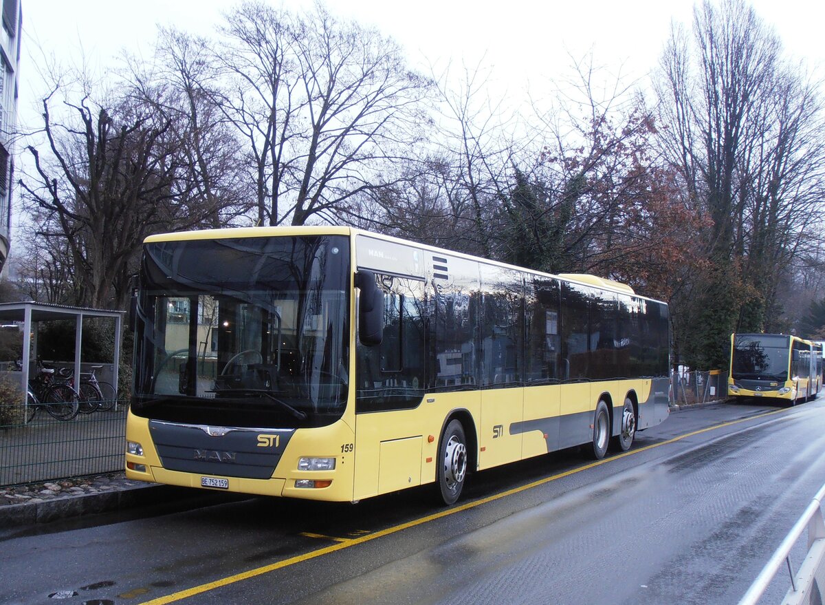 (257'473) - STI Thun - Nr. 159/BE 752'159 - MAN am 9. Dezember 2023 bei der Schiffl�ndte Thun