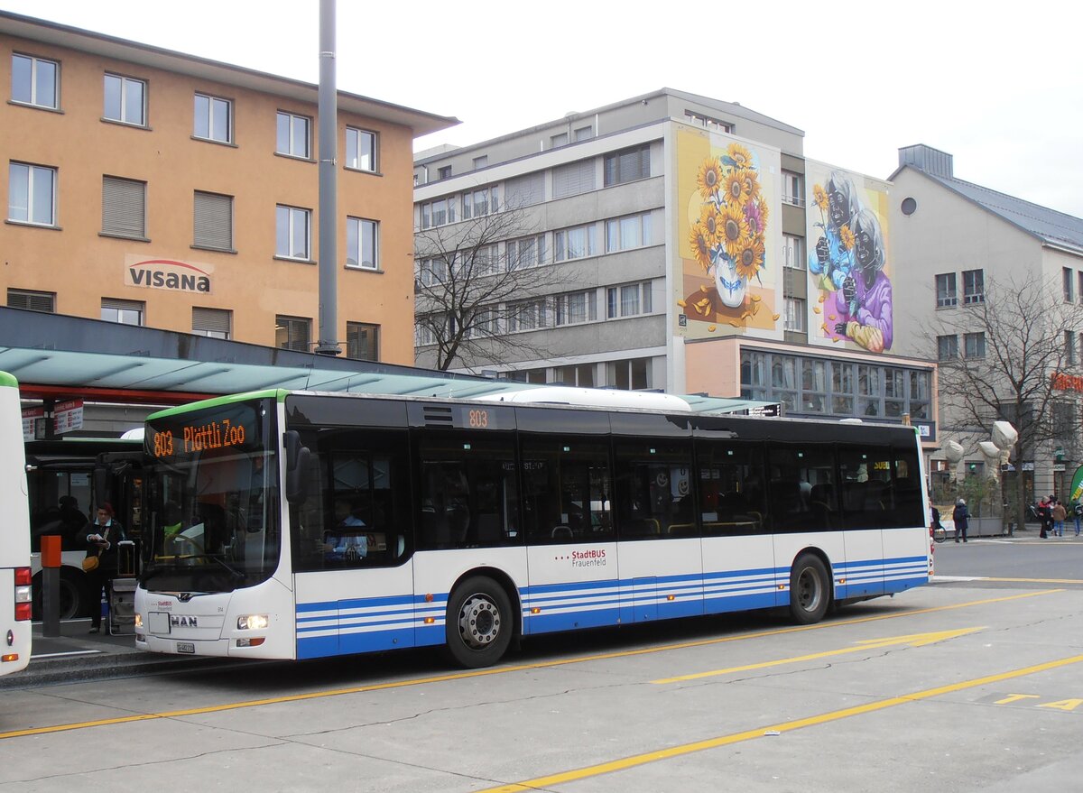 (257'643) - StadtBUS, Frauenfeld - Nr. 914/SG 482'210 - MAN (ex RTB Altst�tten Nr. 914; ex PostBus/A BD 15'358) am 15. Dezember 2023 beim Bahnhof Frauenfeld