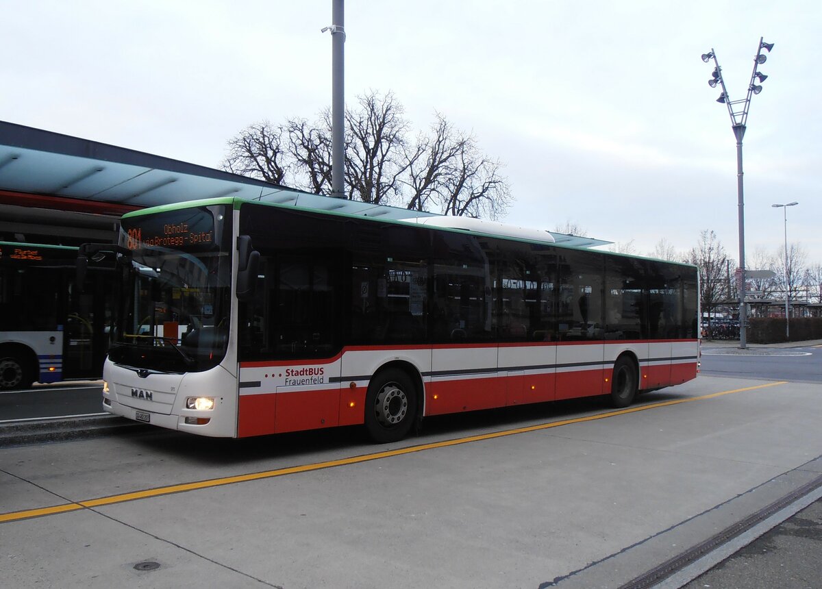 (257'658) - StadtBUS, Frauenfeld - Nr. 911/SG 482'207 - MAN (ex RTB Altst�tten Nr. 911; ex PostBus/A BD 15'342) am 15. Dezember 2023 beim Bahnhof Frauenfeld