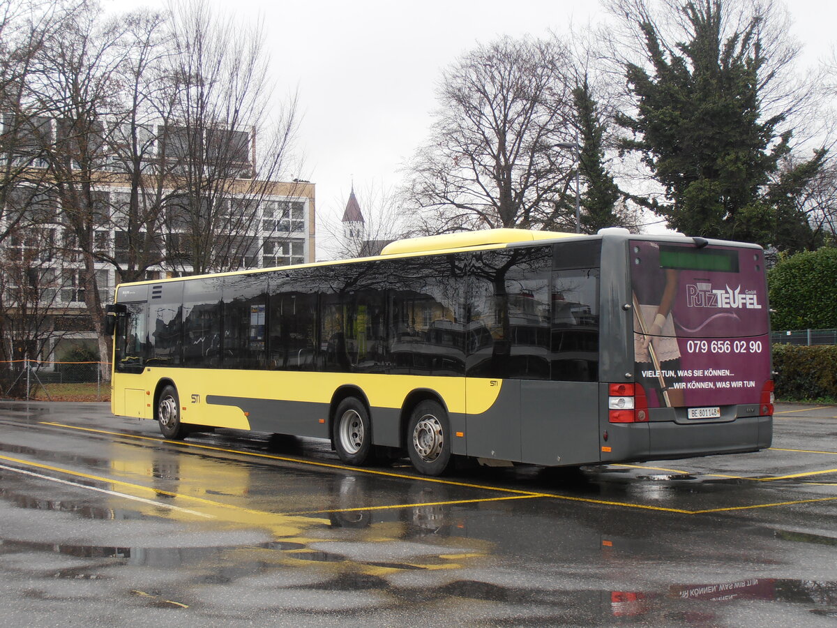 (257'736) - STI Thun - Nr. 148/ZH 801'148 - MAN am 20. Dezember 2023 bei der Schiffl�ndte Thun
