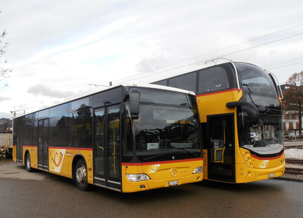 (257'847) - PostAuto Ostschweiz - SG 356'488/PID 5690 - Mercedes (ex Schmidt, Oberb�ren) am 23. Dezember 2023 in Nesslau, Garage