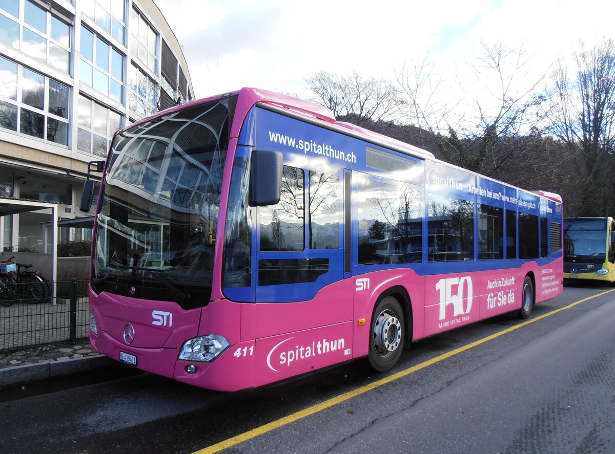 (258'107) - STI Thun - Nr. 411/BE 419'411 - Mercedes am 3. Januar 2024 bei der Schiffl�ndte Thun
