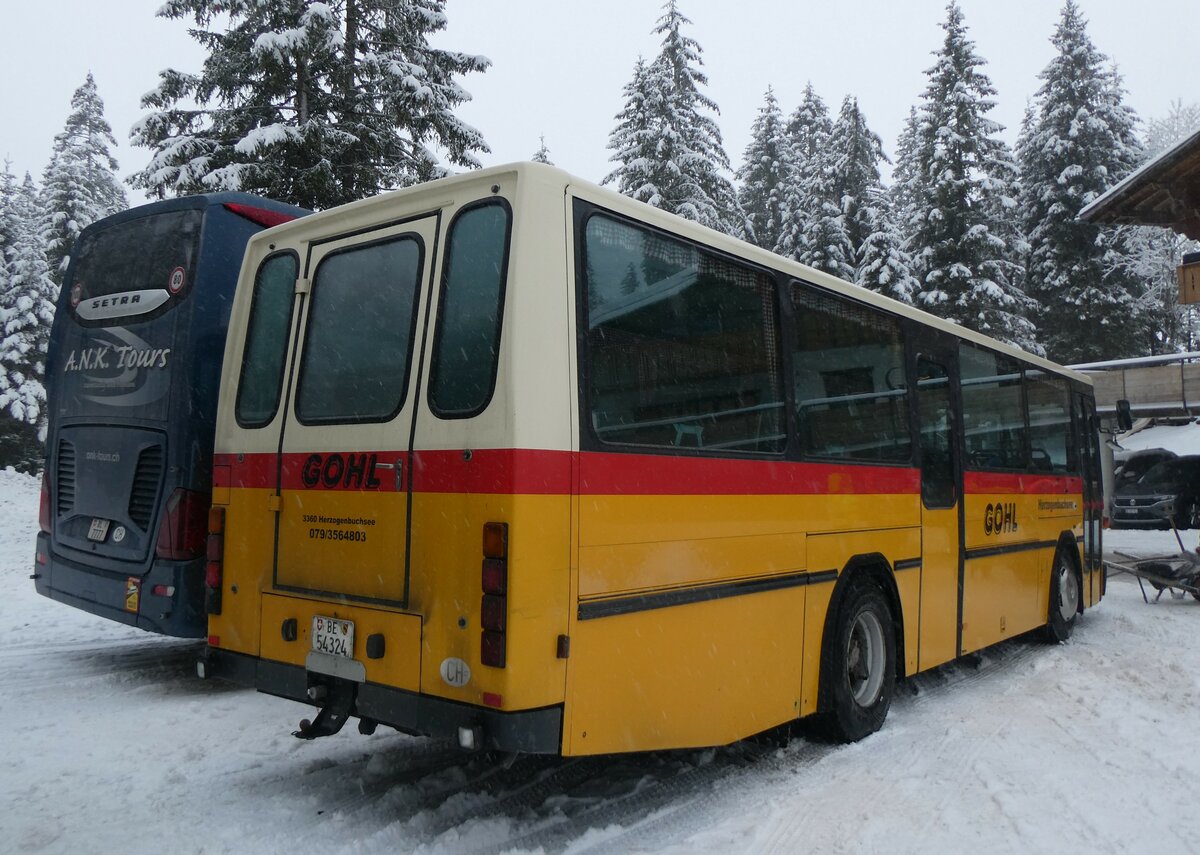 (258'322) - Gohl, Herzogenbuchsee - Nr. 11/BE 54'324 - NAW/Hess (ex Flury, Balm/PID 1653; ex Steiner, Altb�ron Nr. 11) am 6. Januar 2024 in Adelboden, Unter dem Birg