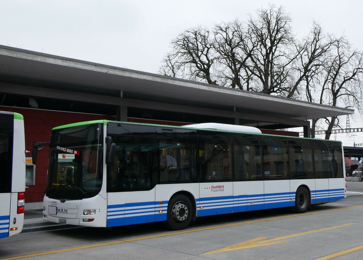 (258'540) - StadtBUS, Frauenfeld - Nr. 913/SG 482'209 - MAN (ex RTB Altst�tten Nr. 913; ex PostBus/A BD 15'336) am 9. Januar 2024 beim Bahnhof Frauenfeld