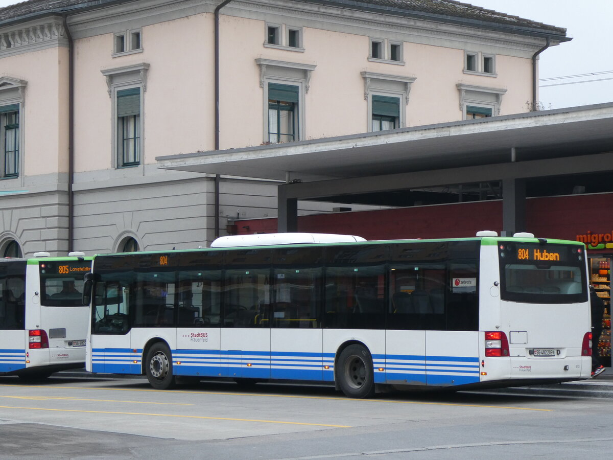 (258'541) - StadtBUS, Frauenfeld - Nr. 913/SG 482'209 - MAN (ex RTB Altst�tten Nr. 913; ex PostBus/A BD 15'336) am 9. Januar 2024 beim Bahnhof Frauenfeld