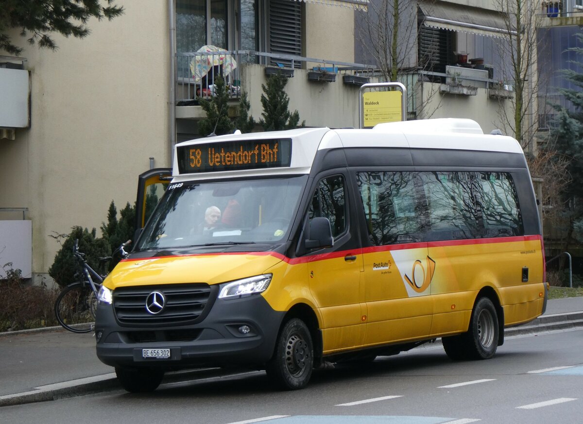 (258'750) - PostAuto Bern - BE 656'302/PID 11'649 - Mercedes (ex L�di, Uetendorf) am 15. Januar 2024 in Thun-Lerchenfeld, Waldeck