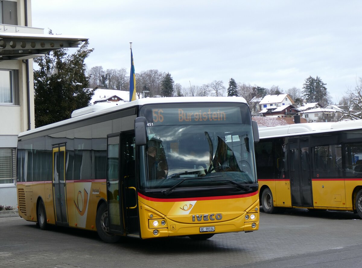 (258'821) - Engeloch, Riggisberg - Nr. 13/BE 98'334/PID 11'451 - Iveco am 22. Januar 2024 in Riggisberg, Post