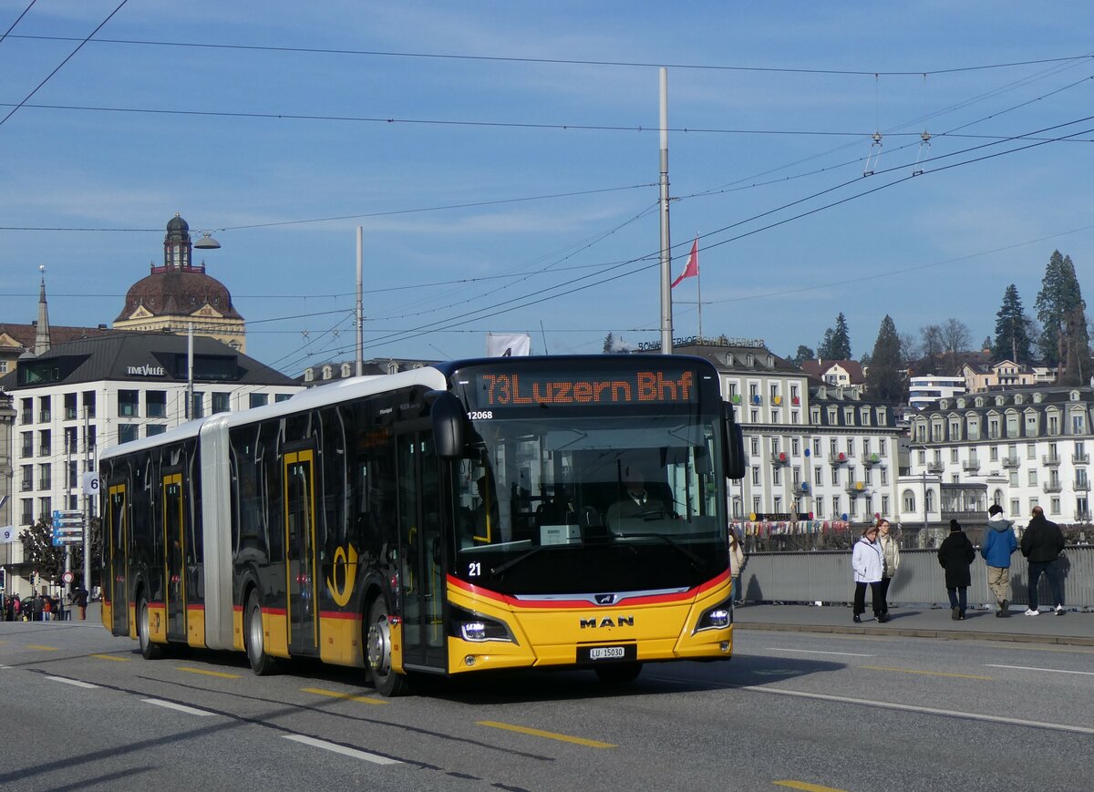 (259'160) - Bucheli, Kriens - Nr. 21/LU 15'030/PID 12'068 - MAN am 6. Februar 2024 in Luzern, Bahnhofbr�cke