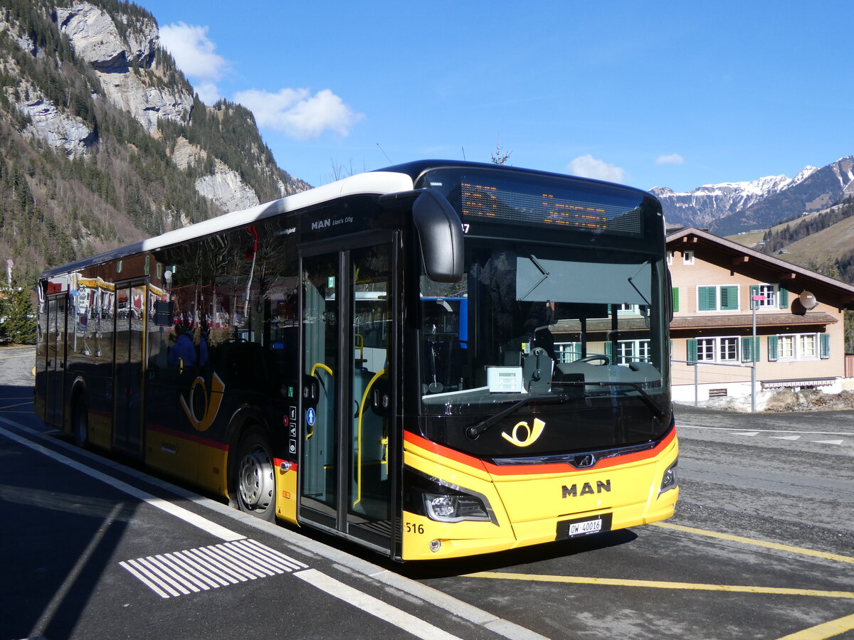 (259'288) - PostAuto Zentralschweiz - Nr. 516/OW 40'016/PID 11'747 - MAN (ex Nr. 16) am 13. Februar 2024 auf der St�ckalp