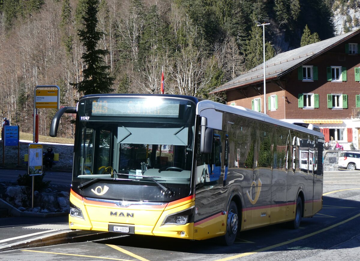(259'296) - PostAuto Zentralschweiz - Nr. 516/OW 40'016/PID 11'747 - MAN (ex Nr. 16) am 13. Februar 2024 auf der St�ckalp