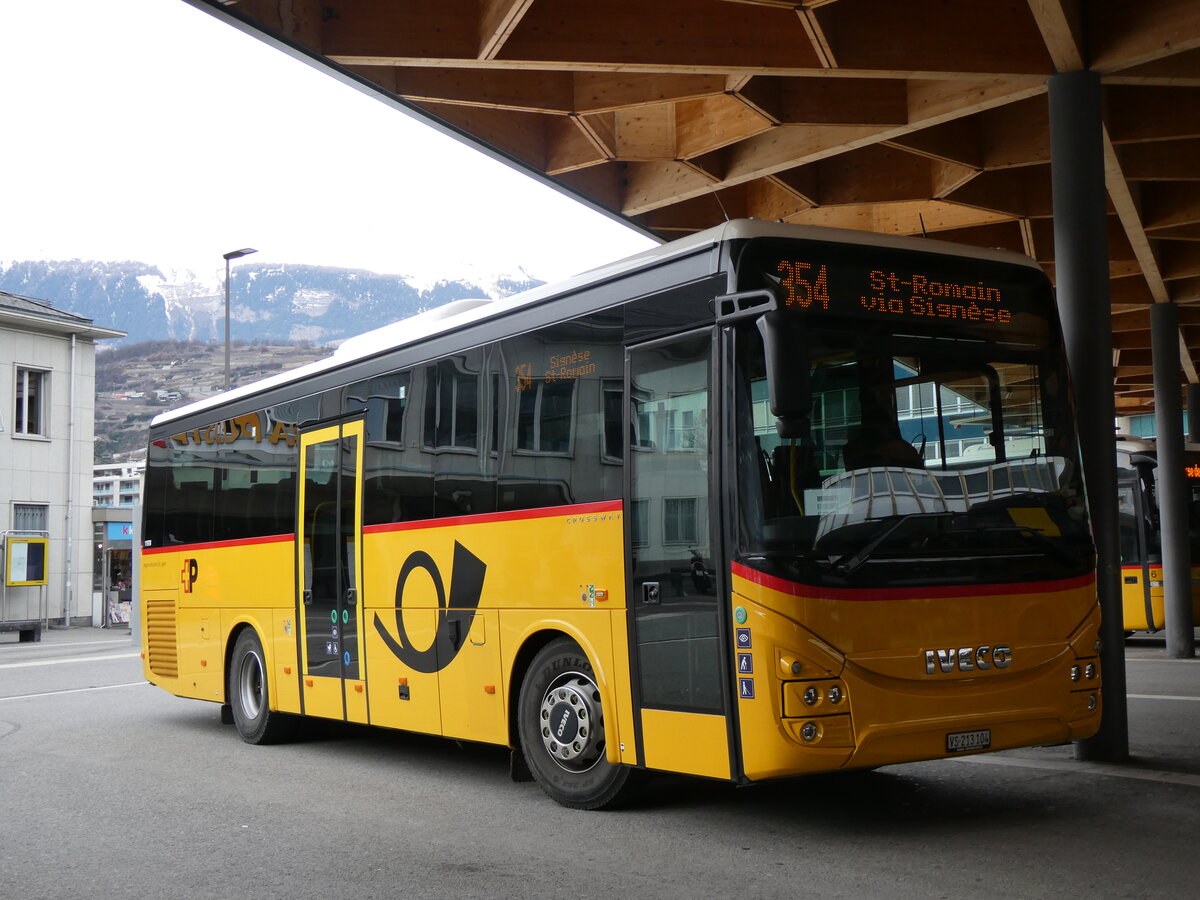 (259'379) - Buchard, Leytron - VS 213'104/PID 11'978 - Iveco am 16. Februar 2024 beim Bahnhof Sion