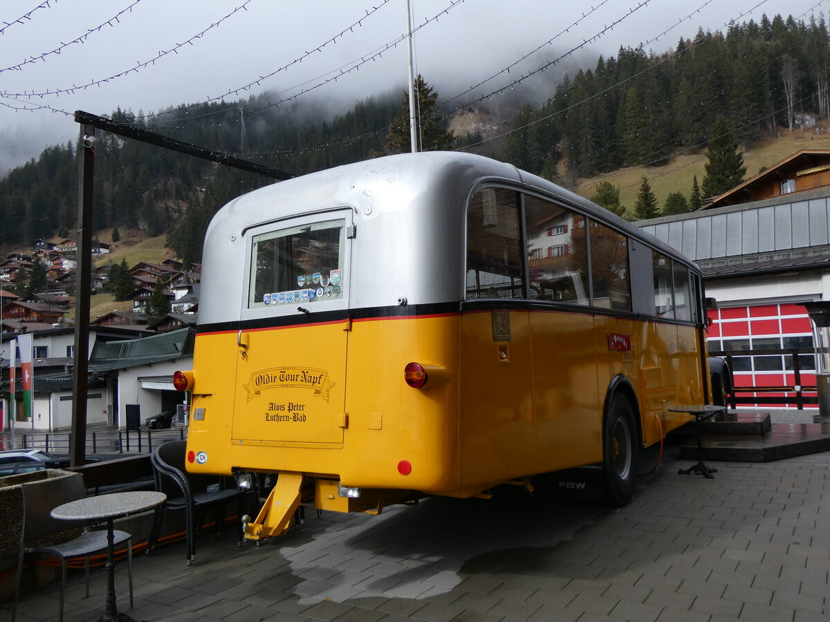 (259'459) - Peter, Luthern Bad - FBW/Gangloff (ex Reusser, Bassersdorf; ex Panel, P�verenges; ex 24'562; ex P 1351) am 19. Februar 2024 in Adelboden, Hotel Beau Site