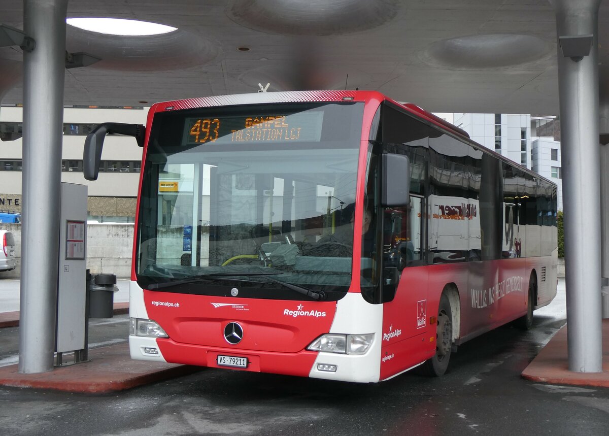 (259'750) - Steiner, Niedergesteln - Nr. 301/VS 79'211 - Mercedes (ex Vorf�hrfahrzeug EvoBus) am 27. Februar 2024 beim Bahnhof Visp