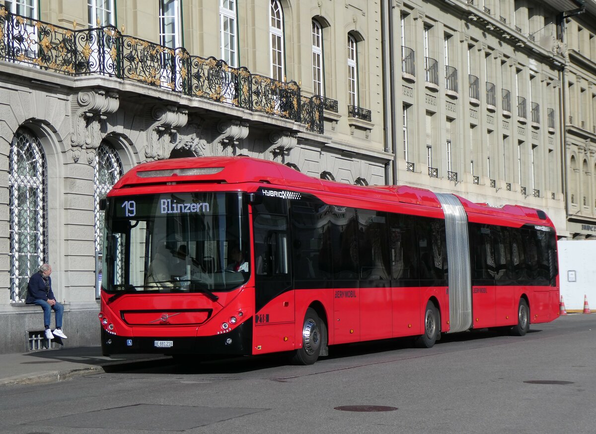 (259'829) - Bernmobil, Bern - Nr. 218/BE 881'218 - Volvo am 29. Februar 2024 in Bern, Bundesplatz
