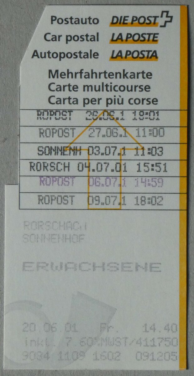 (259'905) - Postauto-Mehrfahrtenkarte am 3. M�rz 2024 in Thun