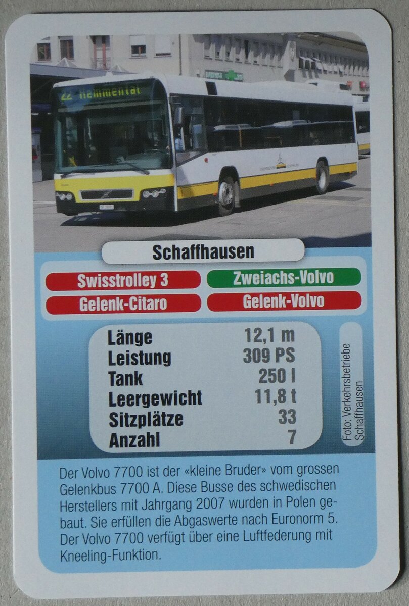 (259'917) - Quartett-Spielkarte mit Zweiachs-Volvo Nr. 1 am 3. M�rz 2024 in Thun