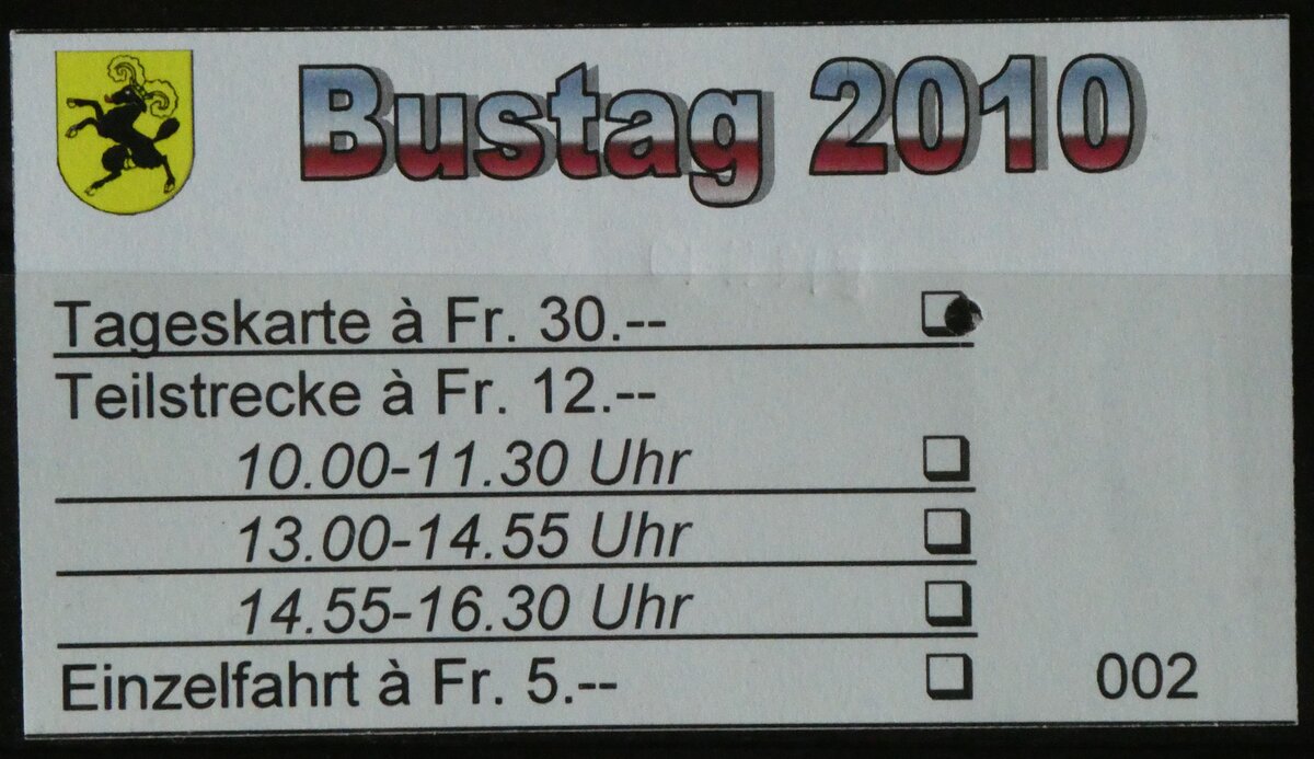 (260'182) - Bustag 2010-Billet am 8. M�rz 2024 in Thun