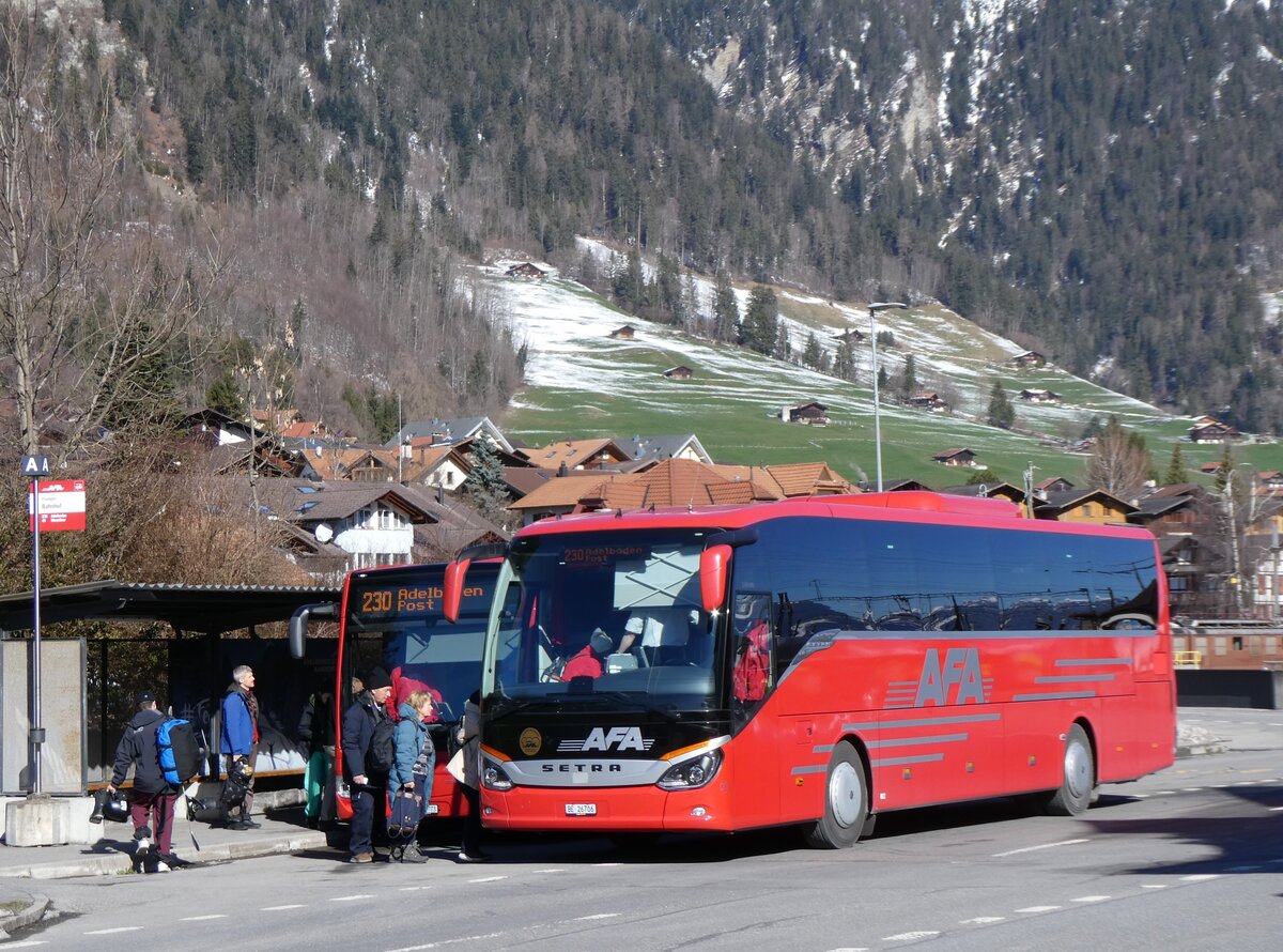 (260'195) - AFA Adelboden - Nr. 25/BE 26'706 - Setra am 8. M�rz 2024 beim Bahnhof Frutigen