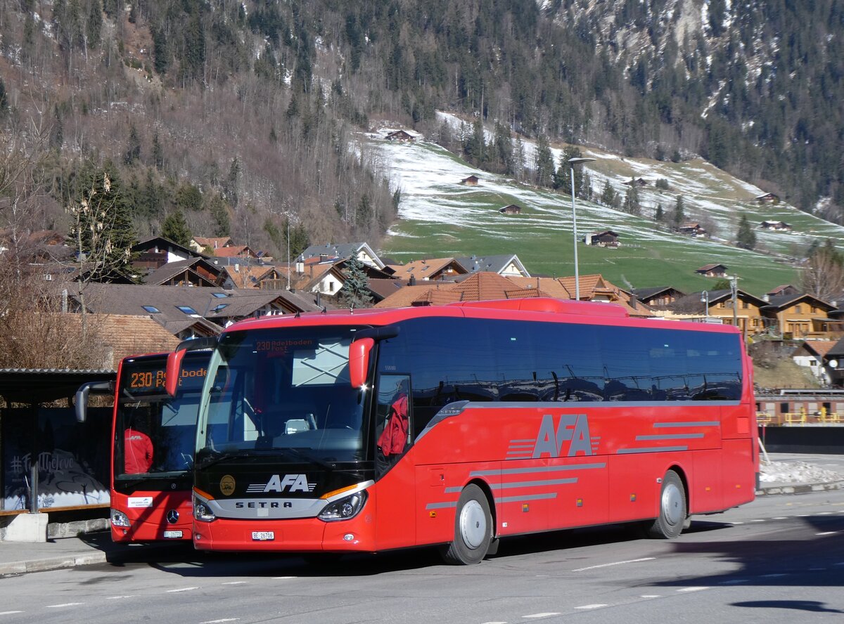 (260'196) - AFA Adelboden - Nr. 25/BE 26'706 - Setra am 8. M�rz 2024 beim Bahnhof Frutigen
