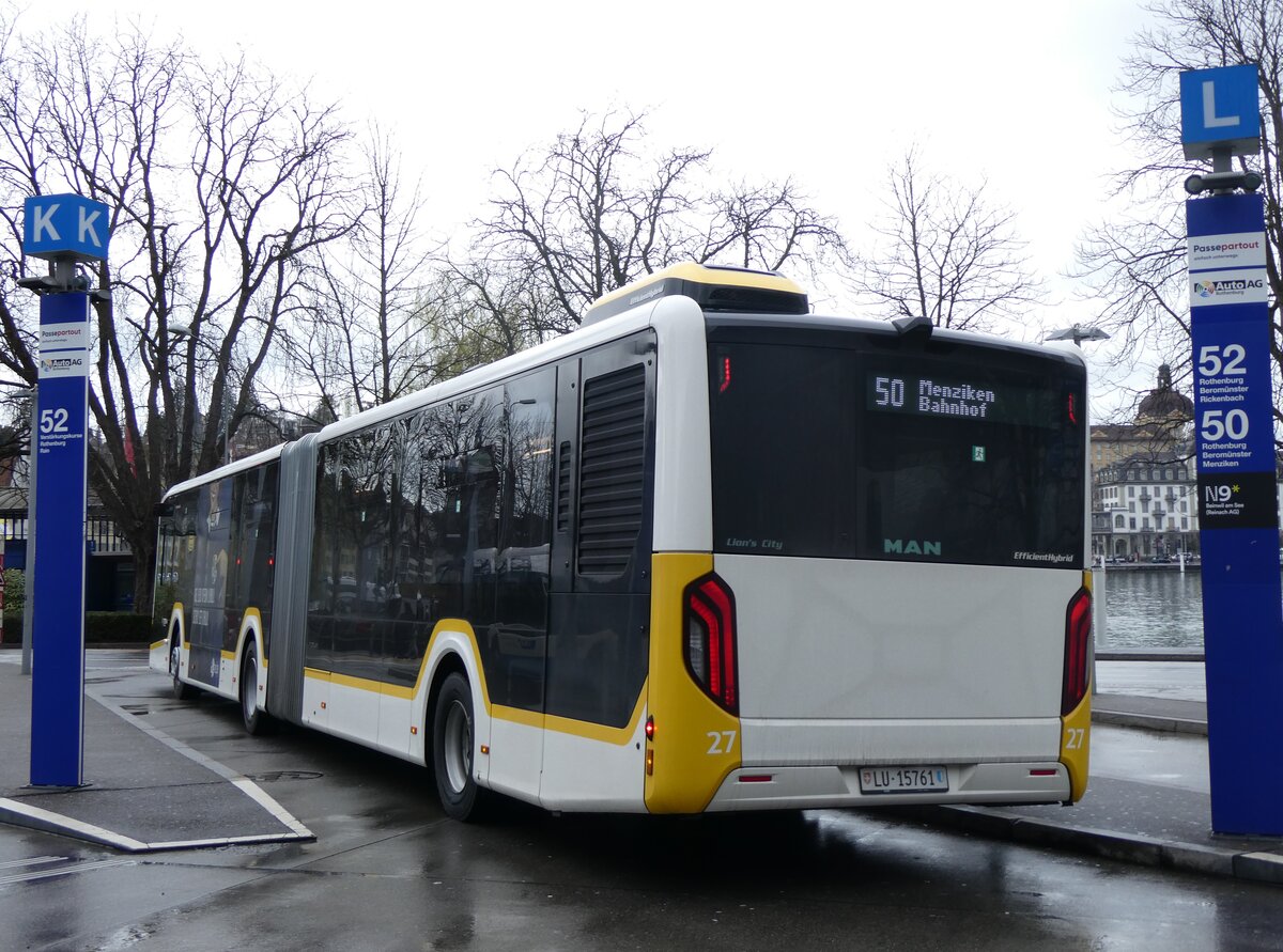 (260'282) - AAGR Rothenburg - Nr. 27/LU 15'761 - MAN am 12. M�rz 2024 beim Bahnhof Luzern