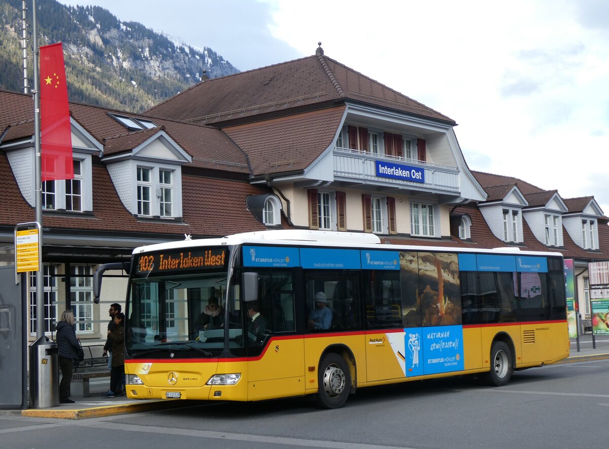 (260'344) - PostAuto Bern - BE 610'539/PID 5270 - Mercedes (ex BE 700'281; ex Schmocker, Stechelberg Nr. 2) am 12. M�rz 2024 beim Bahnhof Interlaken Ost