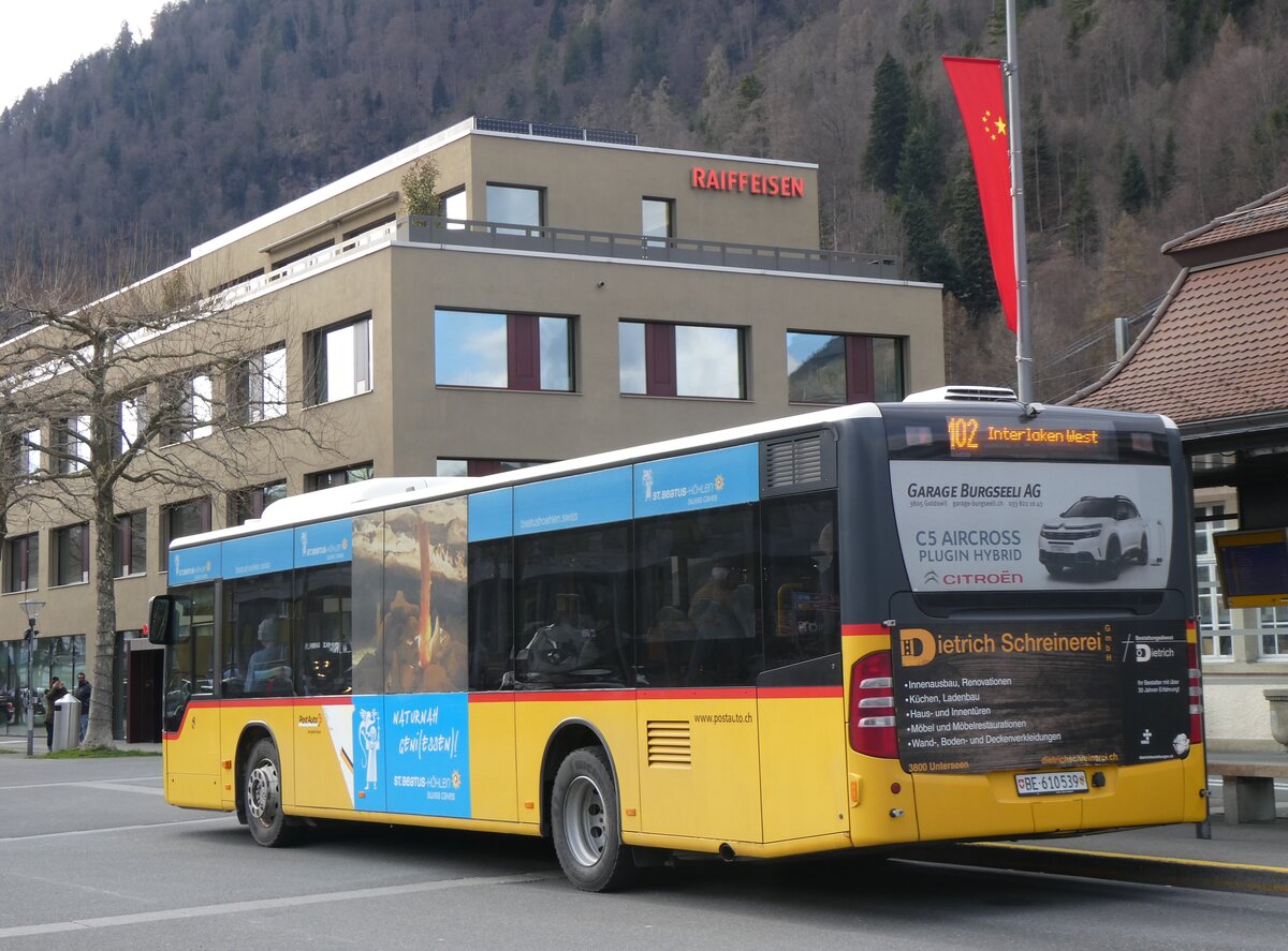 (260'345) - PostAuto Bern - BE 610'539/PID 5270 - Mercedes (ex BE 700'281; ex Schmocker, Stechelberg Nr., 2) am 12. M�rz 2024 beim Bahnhof Interlaken Ost