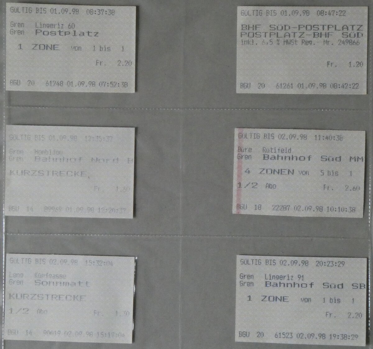 (260'390) - BGU-Einzelbillette am 17. M�rz 2024 in Thun