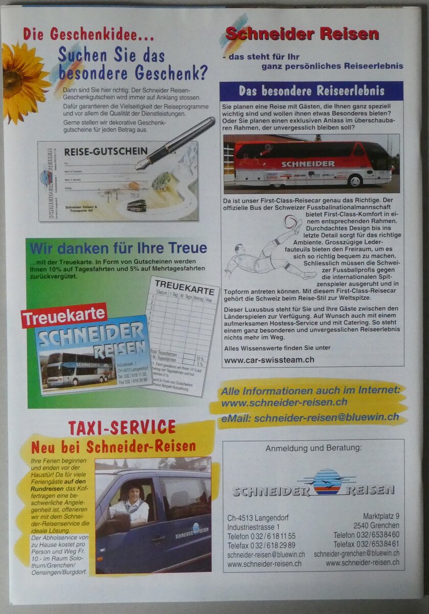(260'405) - Schneider-Rundreisen-Badeferien-Musikreisen 2003 am 17. M�rz 2024 in Thun (R�ckseite)