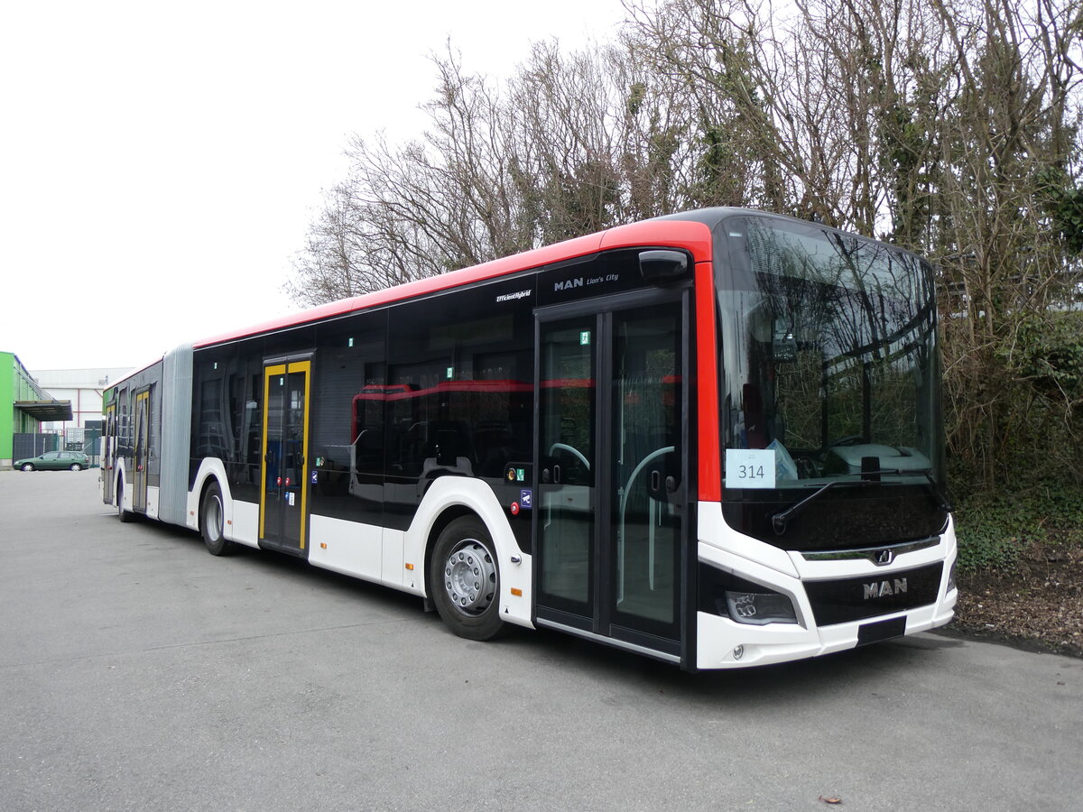 (260'425) - Twerenbold, Baden - Nr. 314 - MAN am 17. M�rz 2024 in Kerzers, Interbus