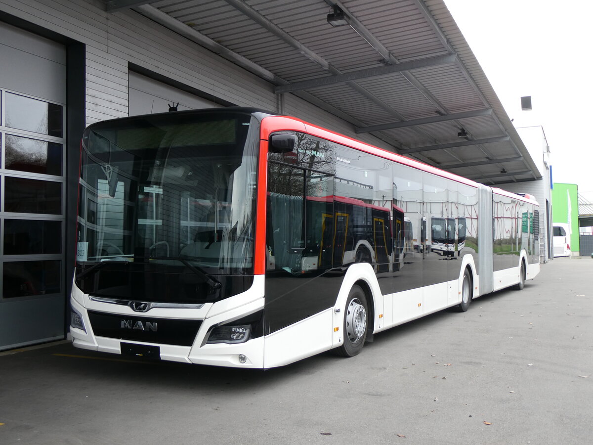 (260'426) - Twerenbold, Baden - Nr. 313 - MAN am 17. M�rz 2024 in Kerzers, Interbus