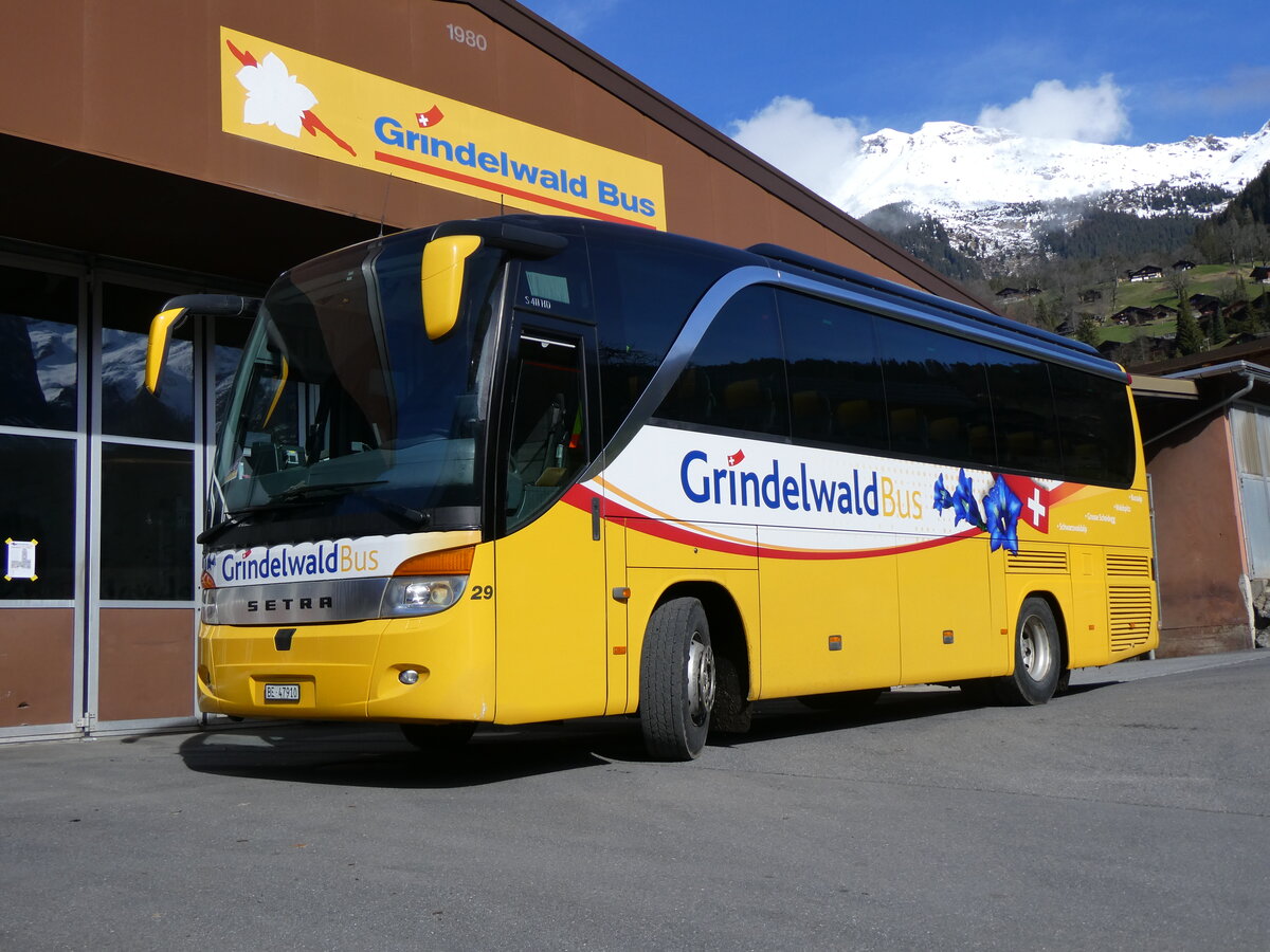 (260'472) - GrindelwaldBus, Grindelwald - Nr. 29/BE 47'910 - Setra am 19. M�rz 2024 in Grindelwald, Garage