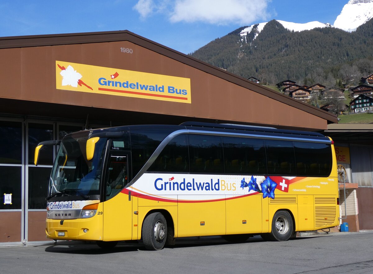 (260'474) - GrindelwaldBus, Grindelwald - Nr. 29/BE 47'910 - Setra am 19. M�rz 2024 in Grindelwald, Garage