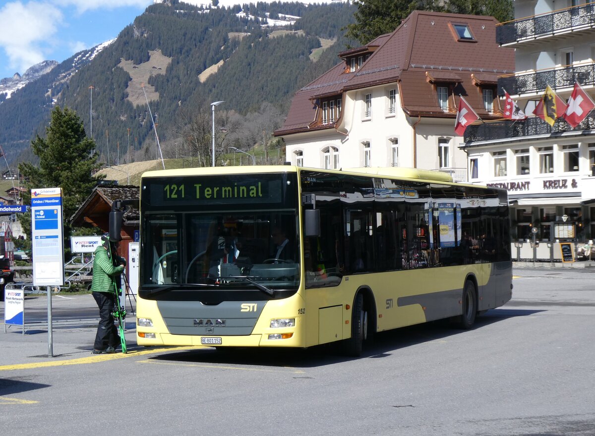 (260'503) - STI Thun - Nr. 152/BE 801'152 - MAN am 19. M�rz 2024 beim Bahnhof Grindelwald
