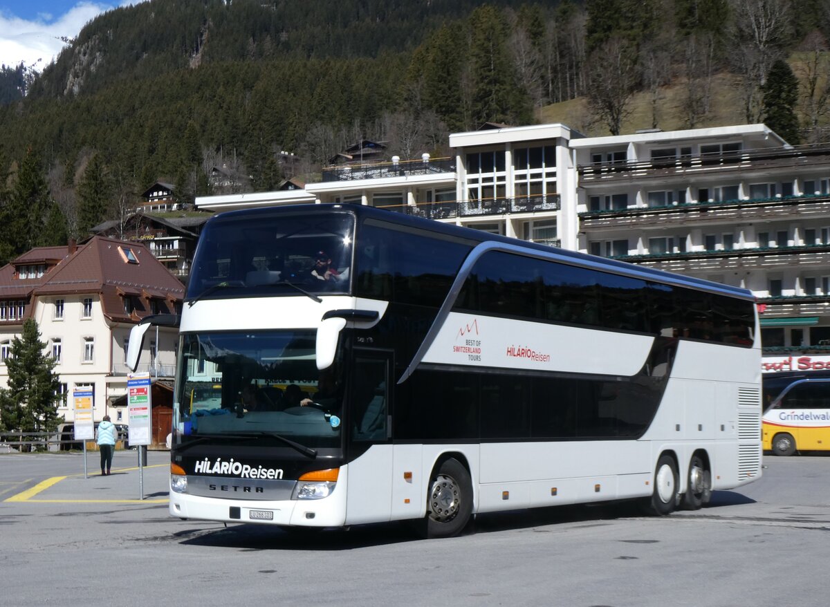 (260'531) - Hil�rio, Sch�tz - LU 266'303 - Setra am 19. M�rz 2024 beim Bahnhof Grindelwald