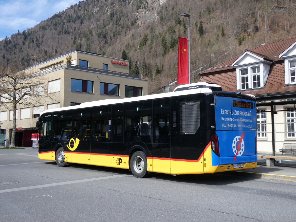 (260'624) - PostAuto Bern - BE 653'384/PID 12'063 - MAN am 22. M�rz 2024 beim Bahnhof Interlaken Ost