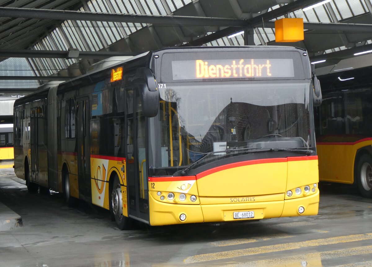 (260'712) - Steiner, Ortschwaben - Nr. 12/BE 68'012/PID 10'071 - Solaris (ex AVA Biel Nr. 8) am 28. M�rz 2024 in Bern, Postautostation