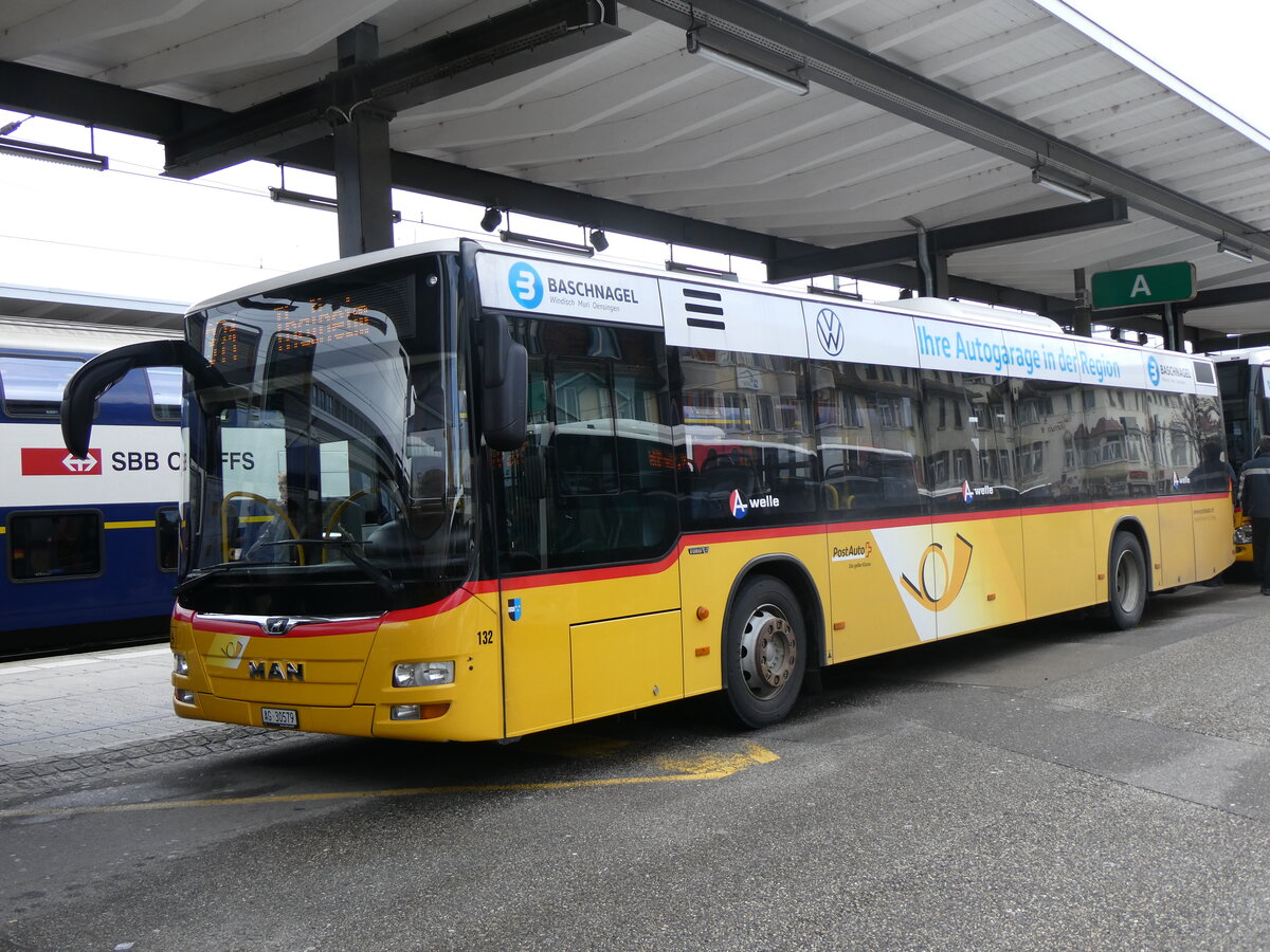 (260'761) - Voegtlin-Meyer, Brugg - Nr. 132/AG 30'579/PID 10'334 - MAN am 28. M�rz 2024 beim Bahnhof Brugg