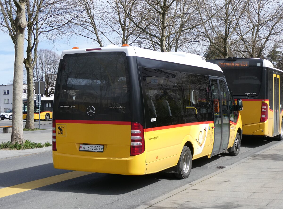 (260'805) - CarPostal Ouest - VD 391'509/PID 10'343 - Mercedes (ex JU 47'549; ex Nr. 2) am 29. M�rz 2024 beim Bahnhof Yverdon