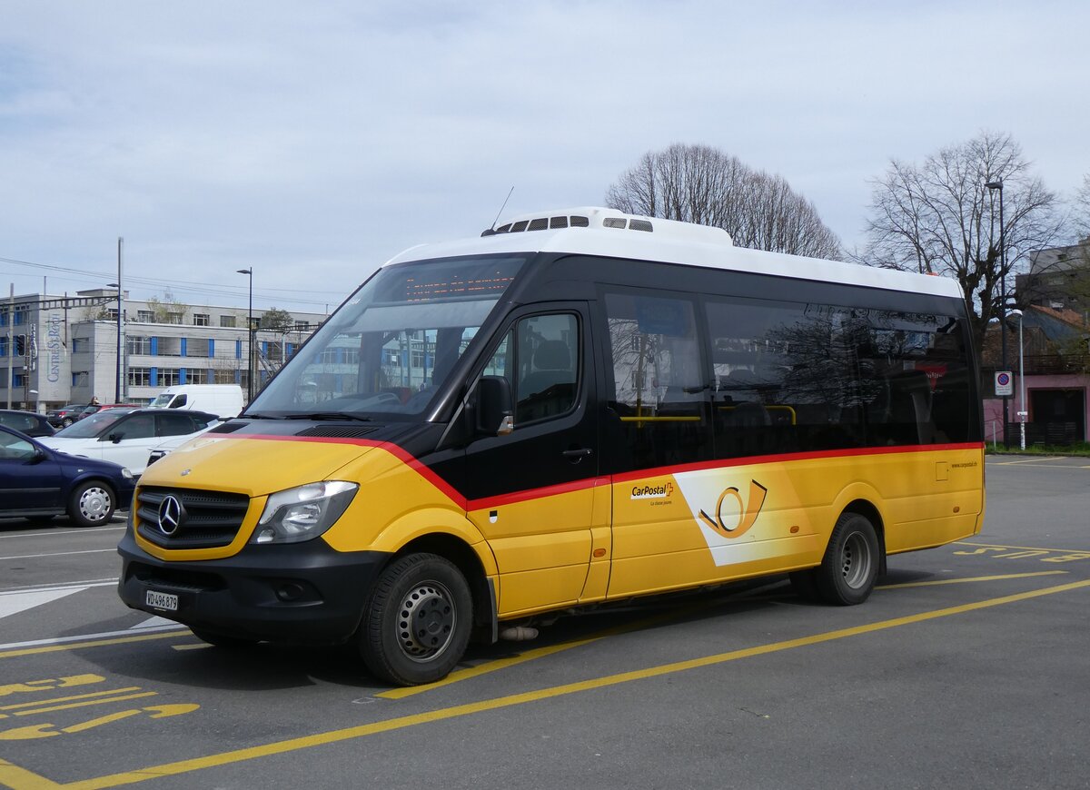 (260'849) - CarPostal Ouest - VD 496'879/PID 10'344 - Mercedes (ex Favre, Avenches; ex Rime, Charmey) am 29. M�rz 2024 beim Bahnhof Yverdon