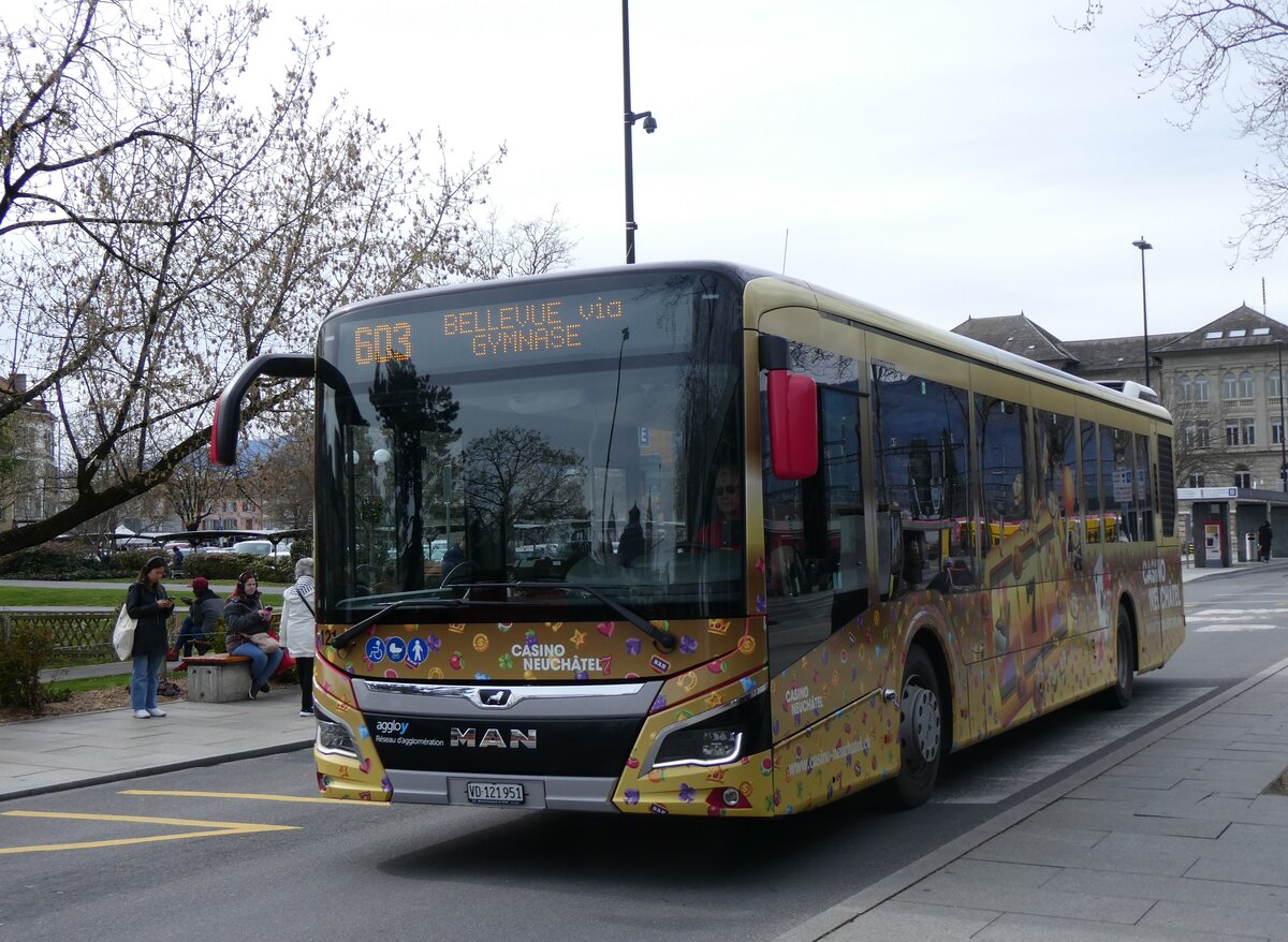 (260'856) - TRAVYS Yverdon - Nr. 121/VD 121'951 - MAN am 29. M�rz 2024 beim Bahnhof Yverdon