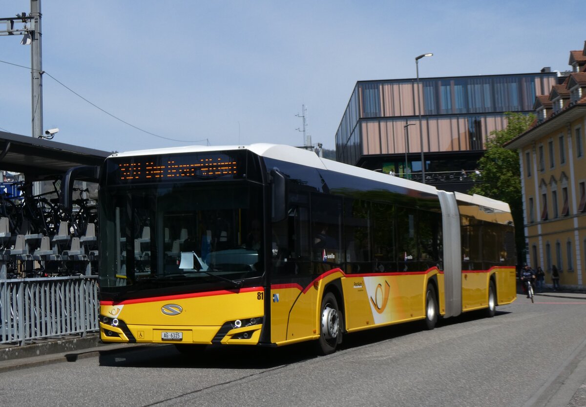 (261'196) - Steffen, Remetschwil - Nr. 81/AG 6315/PID 11'259 - Solaris am 12. April 2024 beim Bahnhof Baden