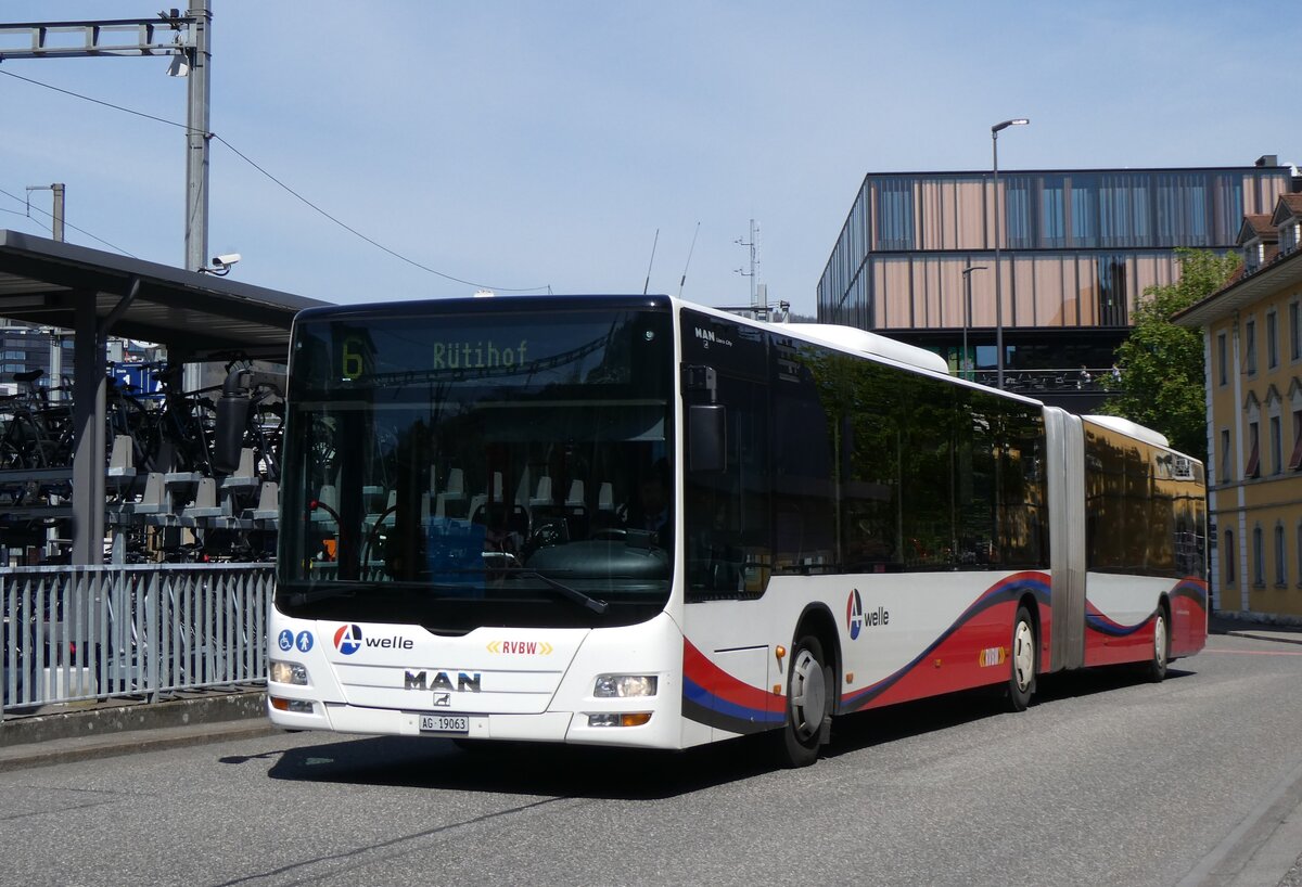 (261'197) - Inderm�hle, Rekingen - Nr. 128/AG 19'063 - MAN am 12. April 2024 beim Bahnhof Baden