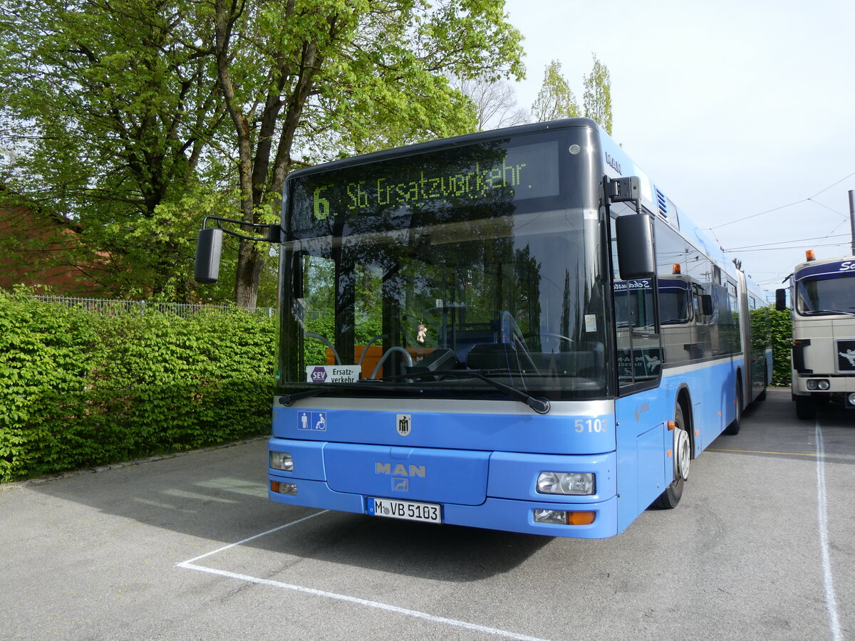 (261'256) - MVG M�nchen - Nr. 5103/M-VG 5103 - MAN am 13. April 2024 in M�nchen, MVG-Museum