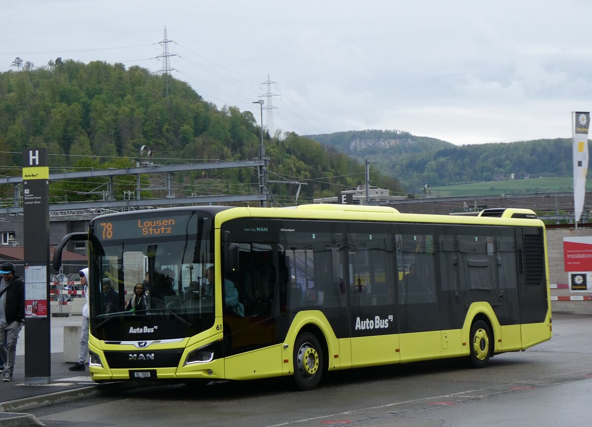 (261'566) - AAGL Liestal - Nr. 61/BL 7693 - MAN am 19. April 2024 beim Bahnhof Liestal