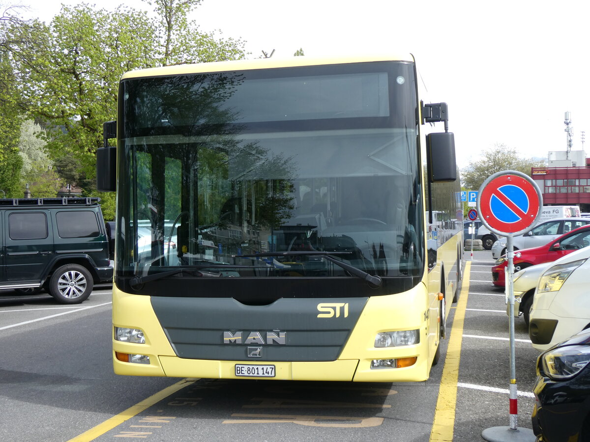 (261'845) - STI Thun - Nr. 147/BE 801'147 - MAN am 29. April 2024 in Thun, CarTerminal