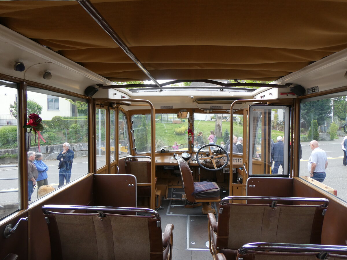 (262'043) - Wegm�ller, Attikon - ZH 9967 - Saurer/R&J (ex P 24'531; ex P 1375) am 4. Mai 2024 in Attikon, Wegm�ller (Innenaufnahme)